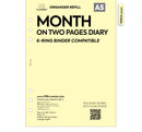 A5 size Month on two pages diary organiser refill | Coloured paper
