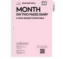 A5 size Month on two pages diary organiser refill | Coloured paper
