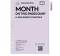 A5 size Month on two pages diary organiser refill | Coloured paper