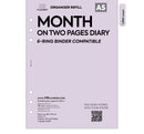 A5 size Month on two pages diary organiser refill | Coloured paper
