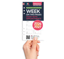 Academic 2026-2027 Week on two pages diary with appointments organiser refill insert | Filofax PERSONAL size COMPATIBLE | 95 x 171mm