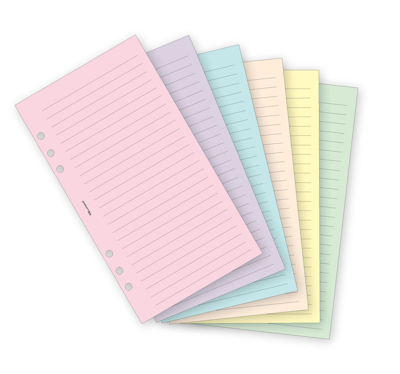 Personal size Wide ruled notepaper organiser refill | Coloured paper
