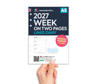 2027 A5 size Week on two pages lined diary organiser refill insert | Filofax A5 COMPATIBLE | 148 x 210mm