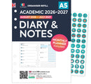 Academic 2026-2027 A5 size Weekly / Monthly Diary & Notes organiser refill insert | Filofax A5 COMPATIBLE | 148 x 210mm