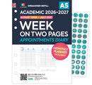 Academic 2026-2027 A5 size Weekly / Monthly diary with appointments organiser refill insert | Filofax A5 COMPATIBLE | 148 x 210mm