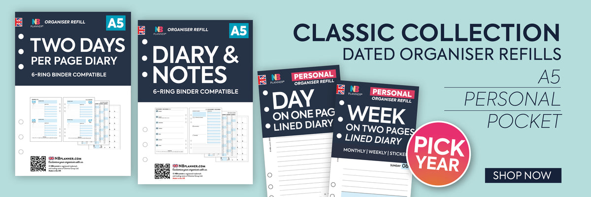 Classic collection organiser refills inserts