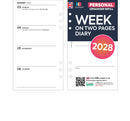 2028 Week on two pages diary organiser refill insert | Filofax PERSONAL size COMPATIBLE