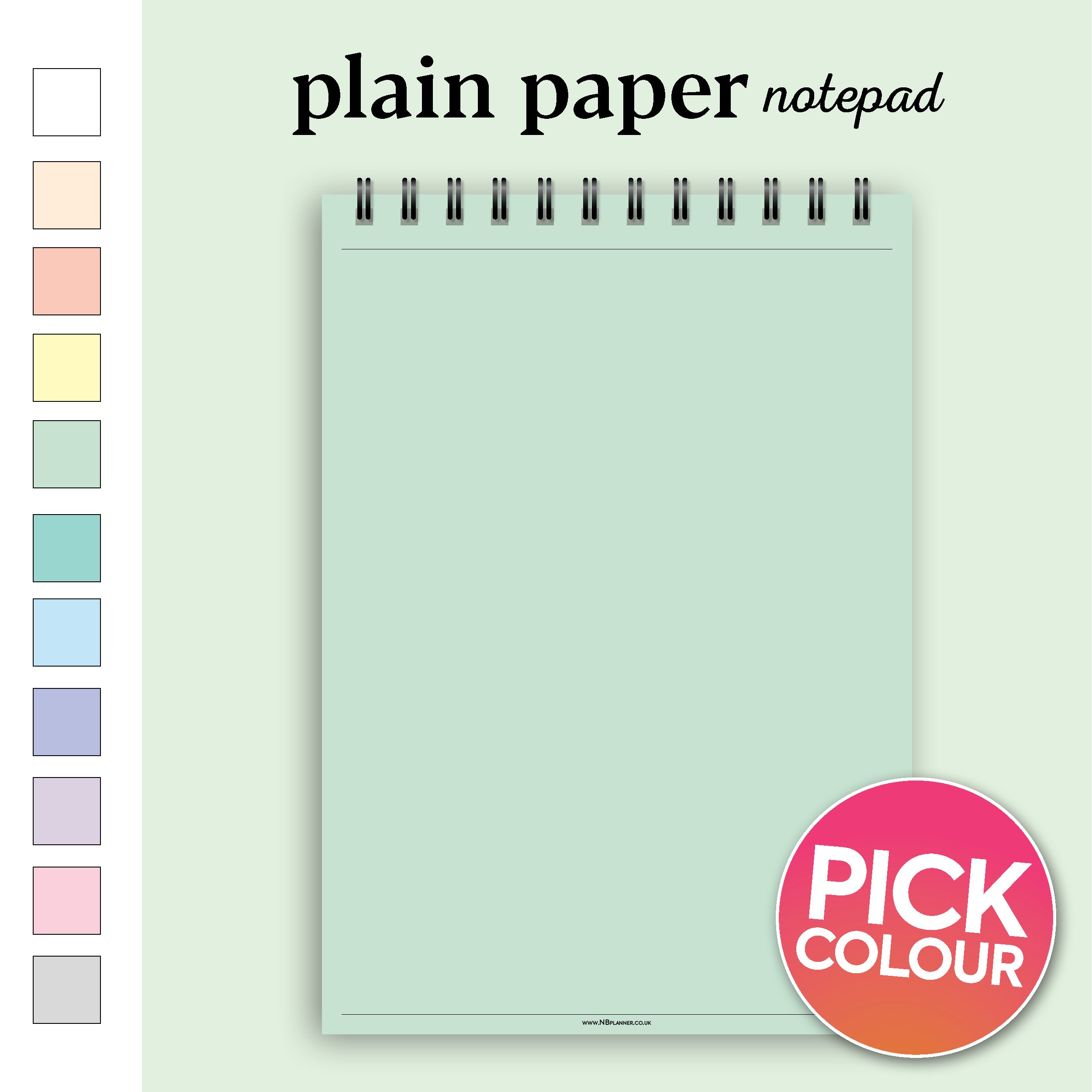 A5 plain paper notepad | Spiral desk pad | Coloured and white paper