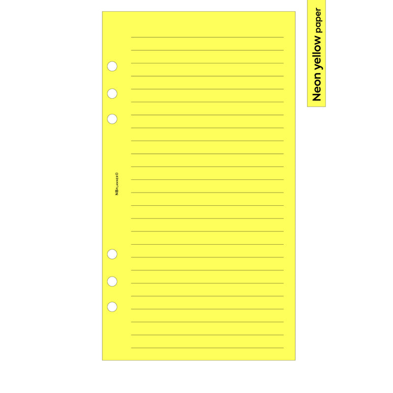 Personal size Wide ruled notepaper organiser refill | Coloured paper