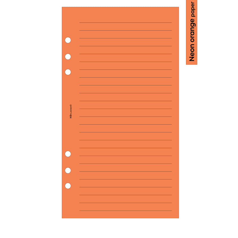 Personal size Wide ruled notepaper organiser refill | Coloured paper