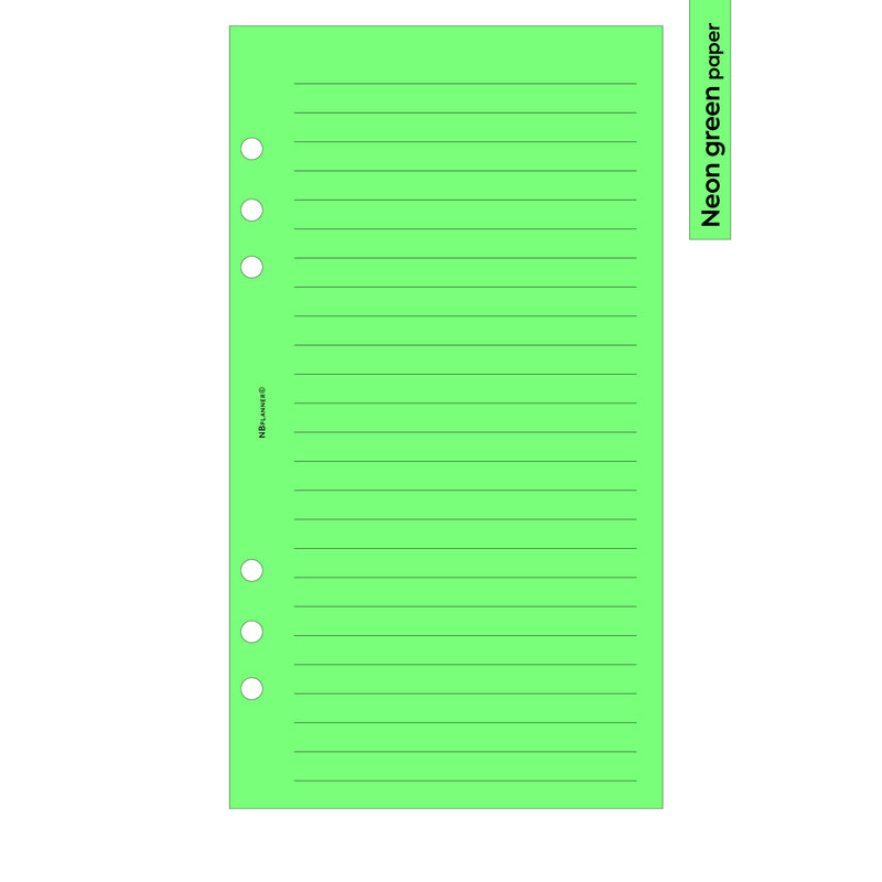 Personal size Wide ruled notepaper organiser refill | Coloured paper