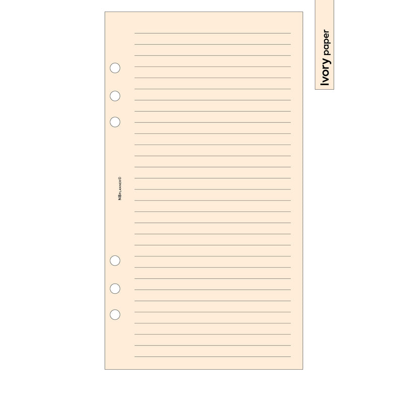 Personal size Narrow ruled notepaper organiser refill | Coloured paper