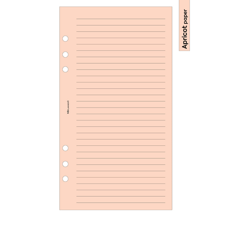 Personal size Narrow ruled notepaper organiser refill | Coloured paper
