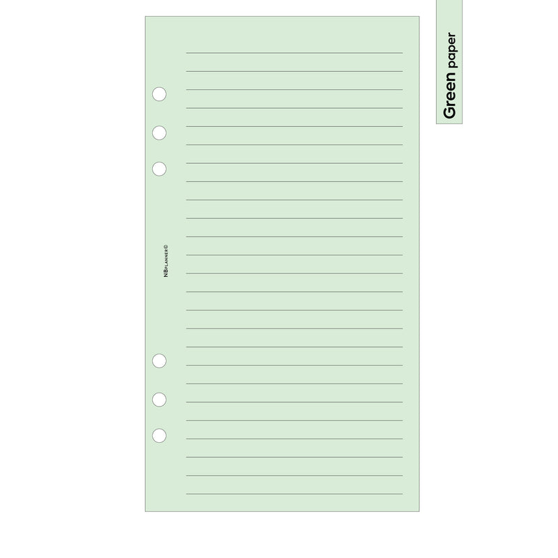Personal size Wide ruled notepaper organiser refill | Coloured paper