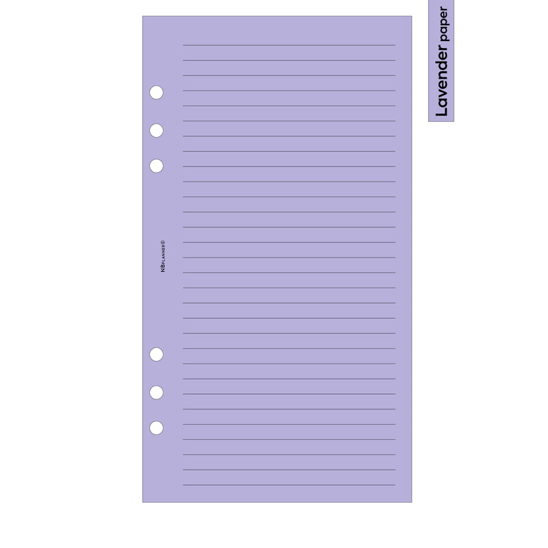 Personal size Narrow ruled notepaper organiser refill | Coloured paper