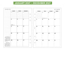 2027 A5 size month on two pages diary refill insert | Filofax A5 COMPATIBLE | 148 x 210mm