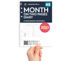 2027 A5 size month on two pages diary refill insert | Filofax A5 COMPATIBLE | 148 x 210mm