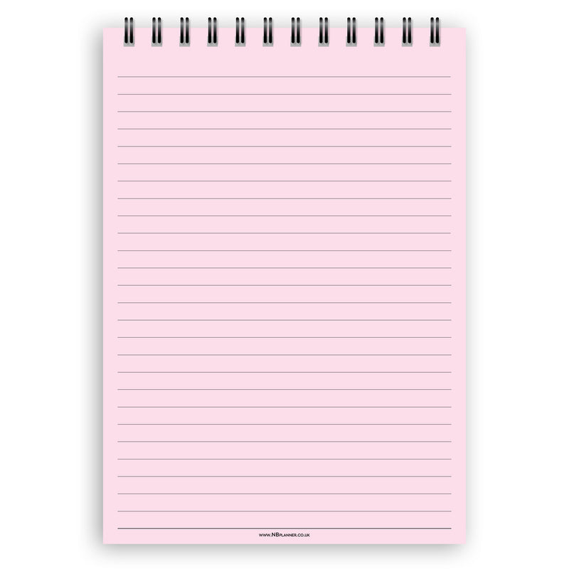 A5 wide-ruled notepad | Spiral desk pad | Coloured and white paper