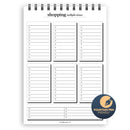 A5 multiple stores shopping list notepad | Spiral desk pad | Coloured and white paper