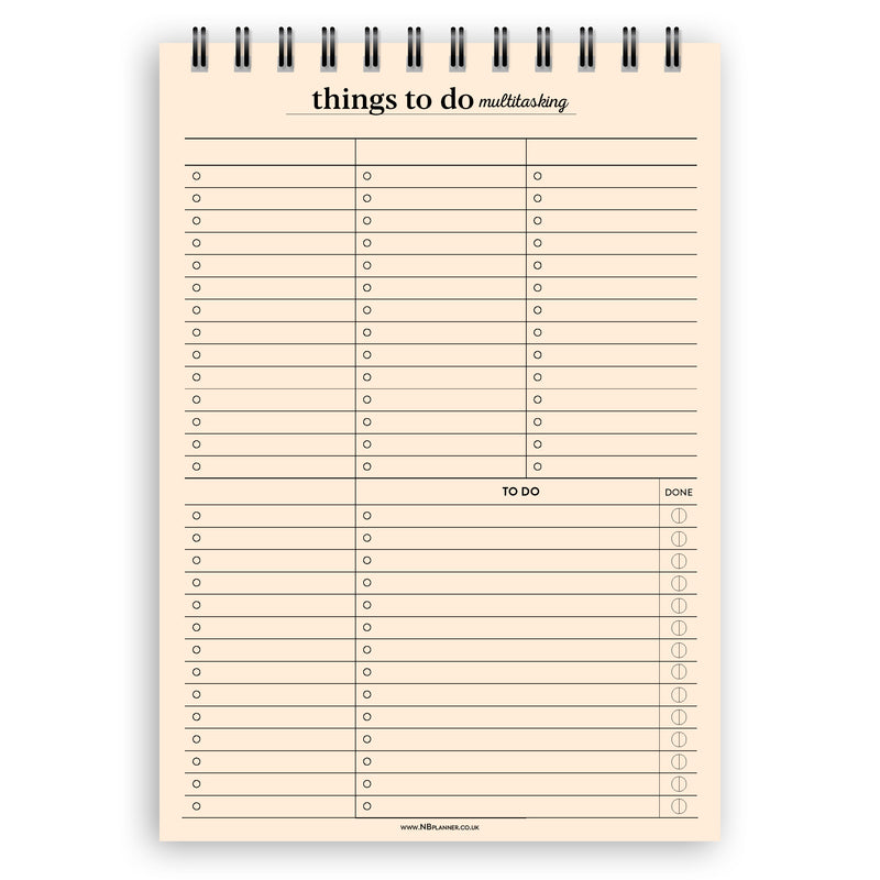 Multitask Paper A5 things to do multitasking notepad | Spiral desk pad | Coloured and