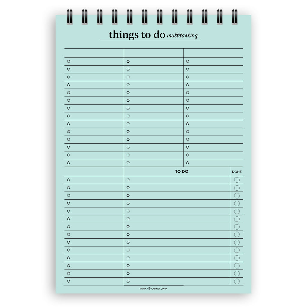 A5 things to do multitasking notepad | Spiral desk pad | Coloured and