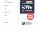 Academic 2026-2027 Week on one page diary & lined notes organiser refill insert | Filofax PERSONAL size COMPATIBLE | 95 x 171mm