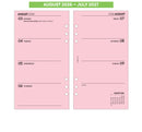 Academic 2026-2027 Week on two pages pink diary organiser refill insert | Filofax PERSONAL size COMPATIBLE | 95 x 171mm