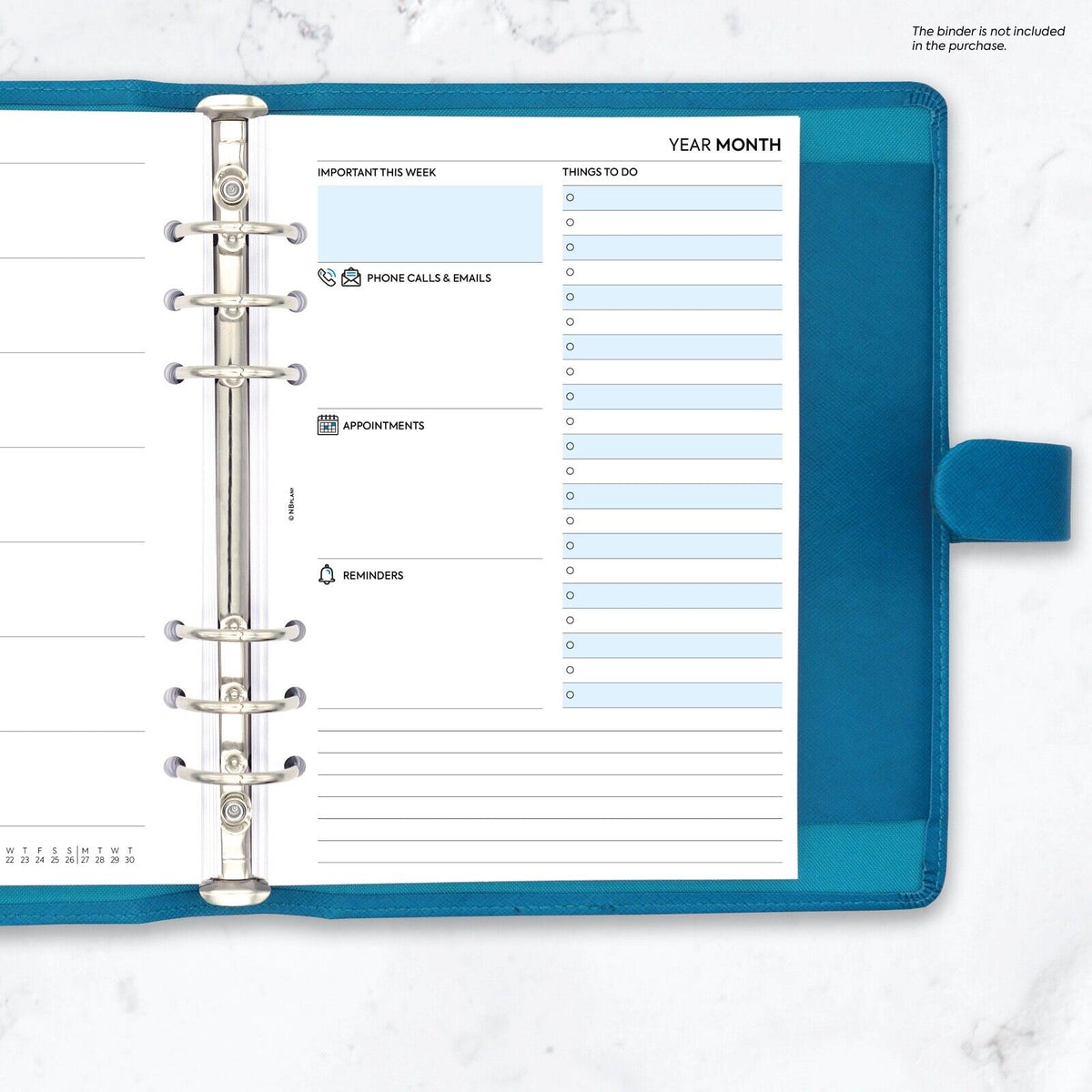 A5 size diary & notes organiser refill | Monthly / Weekly | Classic co