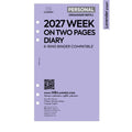 2027 Personal size Week on two pages diary organiser refill | Coloured paper