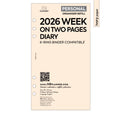 2026 Personal size Week on two pages diary organiser refill | Coloured paper