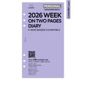 2026 Personal size Week on two pages diary organiser refill | Coloured paper