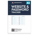 A5 size website & password tracker organiser refill | Classic collection