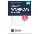 A5 size Undated workday planner organiser refill | Classic collection