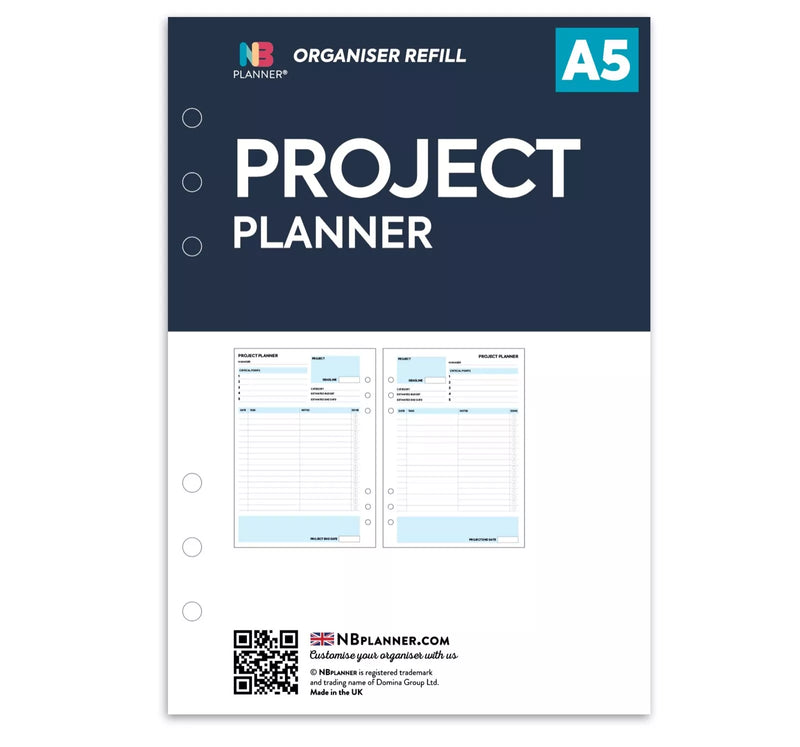 A5 size project planner organiser refill | Classic collection