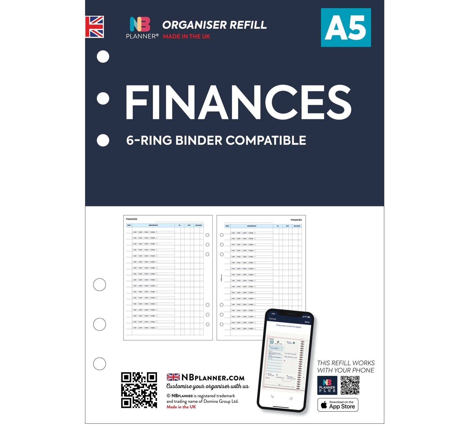 A5 size Finances tracker organiser refill | Classic collection