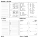 2027 Personal size Week on two pages diary organiser refill | Coloured paper