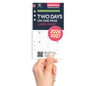 Academic 2026-2027 Two days on one page lined diary organiser refill insert | Filofax PERSONAL size COMPATIBLE | 95 x 171mm