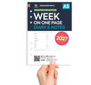 2027 A5 size week on one page diary & lined notes organiser refill insert | Filofax A5 COMPATIBLE | 148 x 210mm
