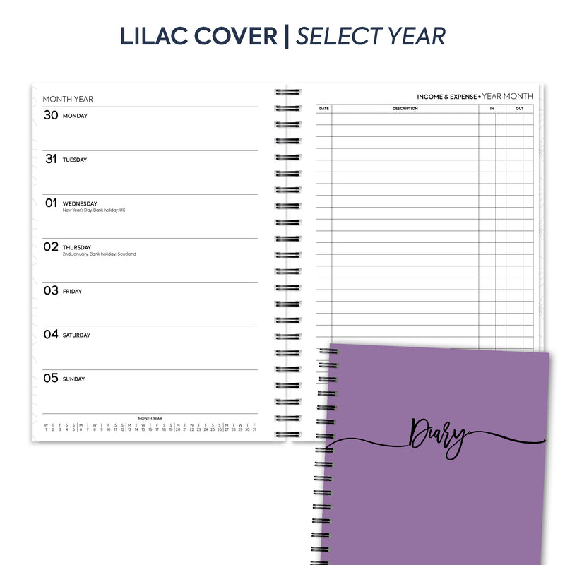 A5 Week on two pages income & expense spiral diary | Monthly/Weekly