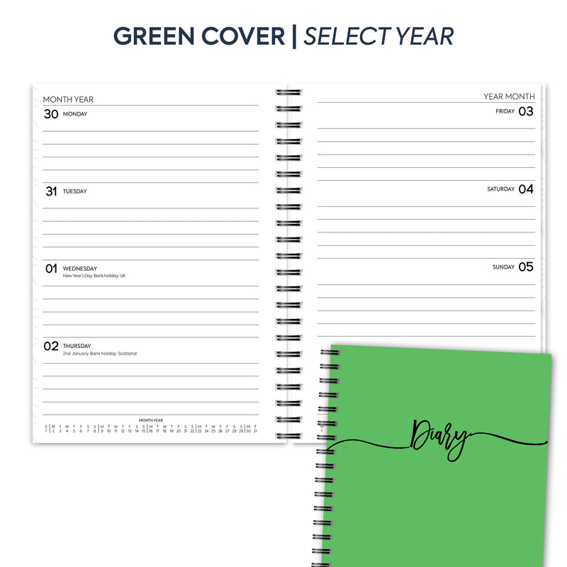 A5 Week on two pages lined spiral diary | Monthly/Weekly