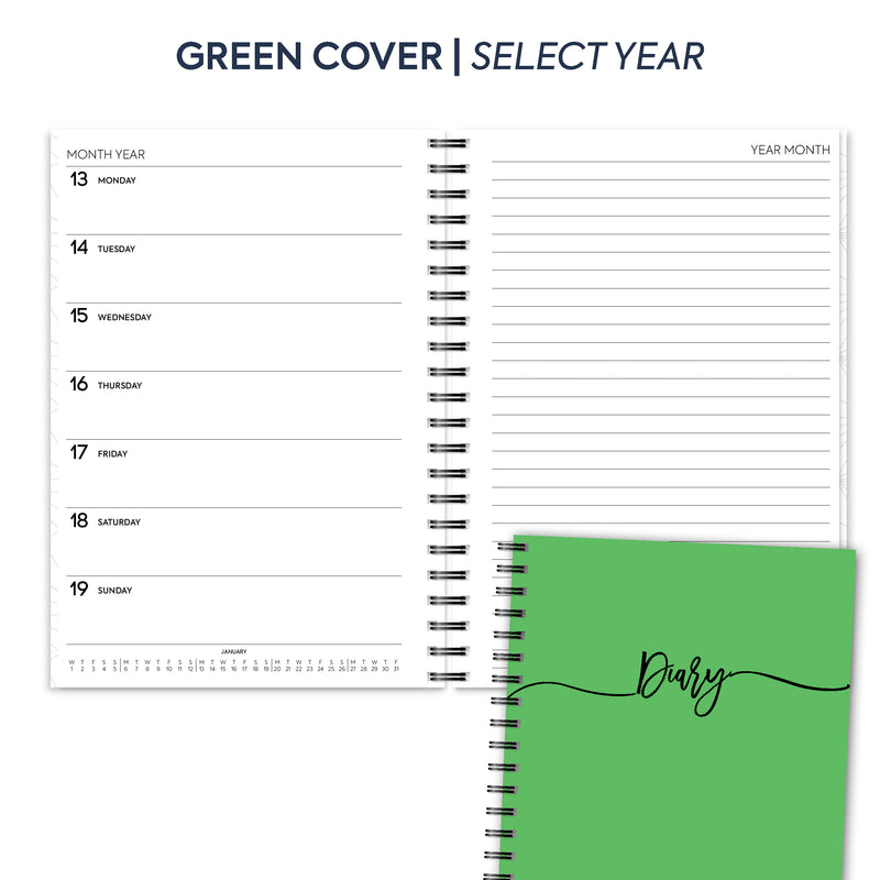 A5 Week on two pages diary & notes spiral | Monthly/Weekly