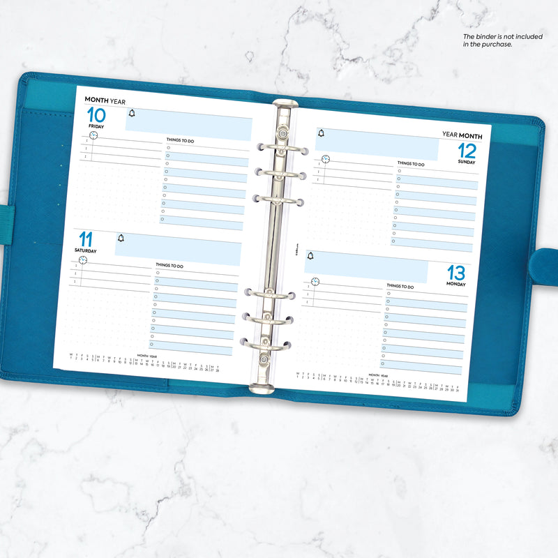 A5 size Two days per page diary organiser refill insert | Classic collection