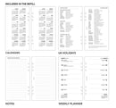 Personal size Week on one page diary organiser refill | Essential collection
