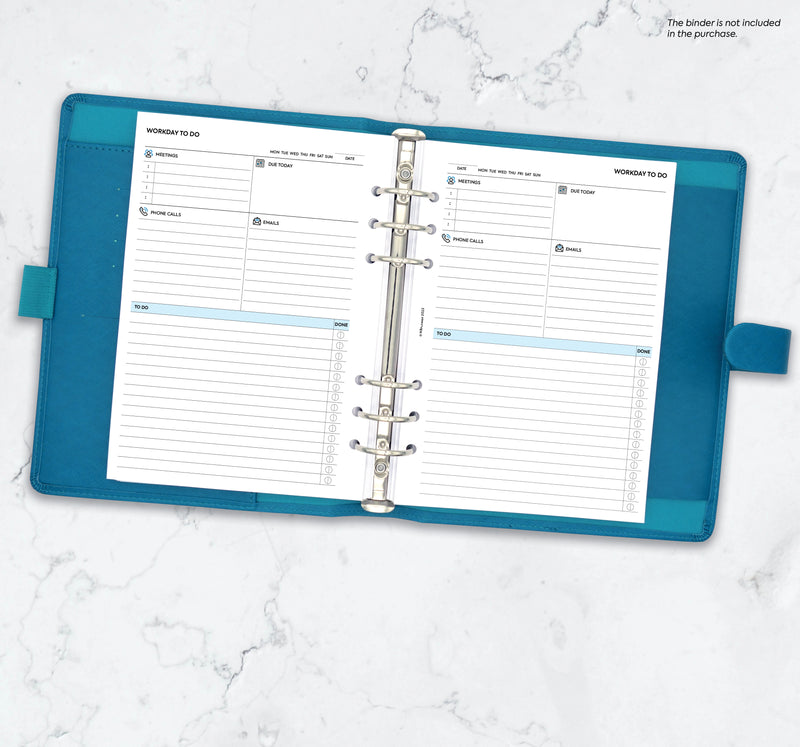 A5 size Workday to do daily organiser refill | Classic collection