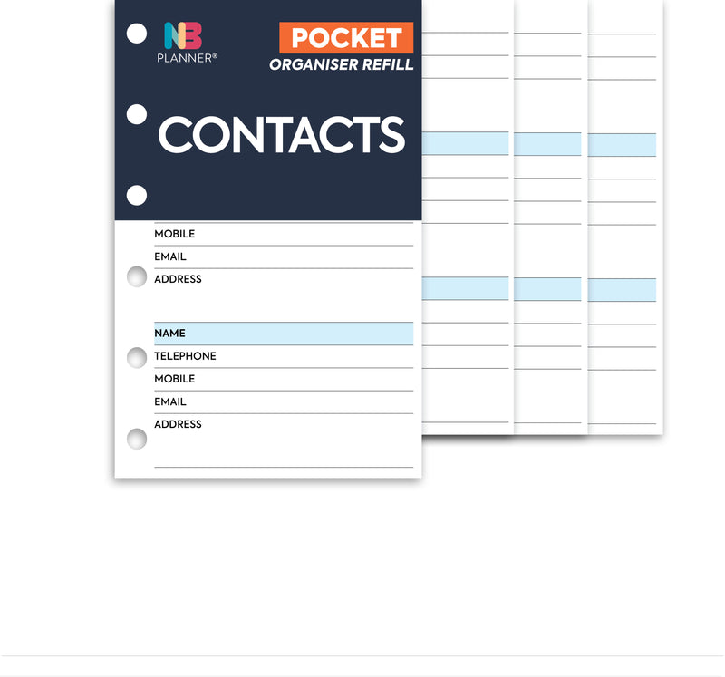 Pocket size refill organiser insert